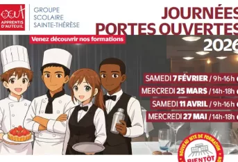 Affiche manga journées portes ouvertes 2026 groupe scolaire école hôtelière sainte-Thérèse Paris