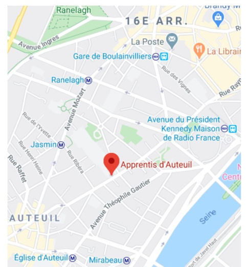Plan map pour accéder à l'Ecole Hotelière Sainte-Thérèse